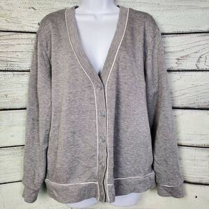 All In Motion Women’s Cardigan Gray Button Front Lounge Top Size L